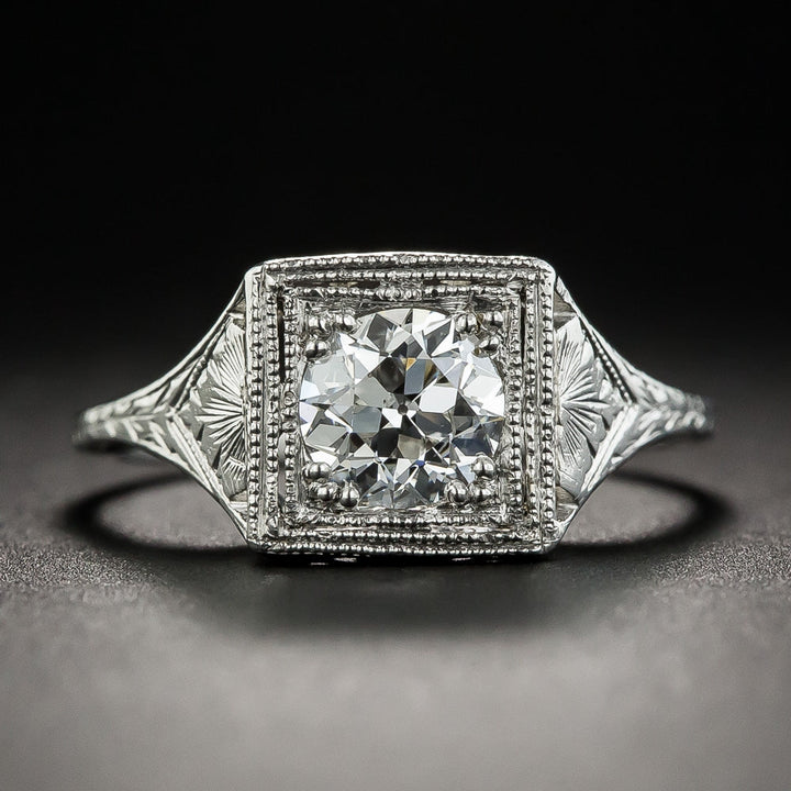 Art Deco .78 Carat Diamond Solitaire Engagement Ring - GIA G SI1