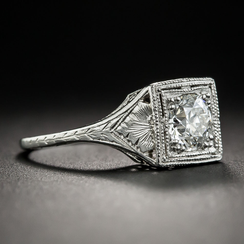 Art Deco .78 Carat Diamond Solitaire Engagement Ring - GIA G SI1 - 2