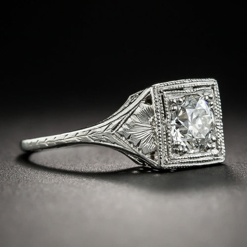 Art Deco .78 Carat Diamond Solitaire Engagement Ring - GIA G SI1 - 2