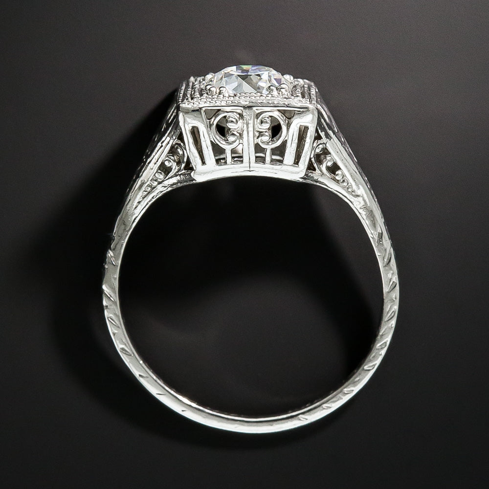 Art Deco .78 Carat Diamond Solitaire Engagement Ring - GIA G SI1 - 4