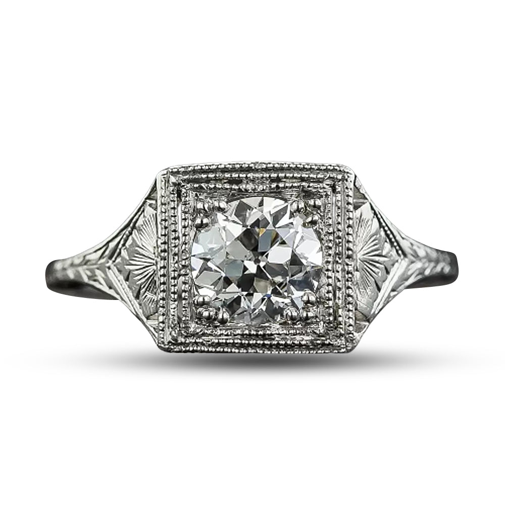 Art Deco .78 Carat Diamond Solitaire Engagement Ring - GIA G SI1 - 5