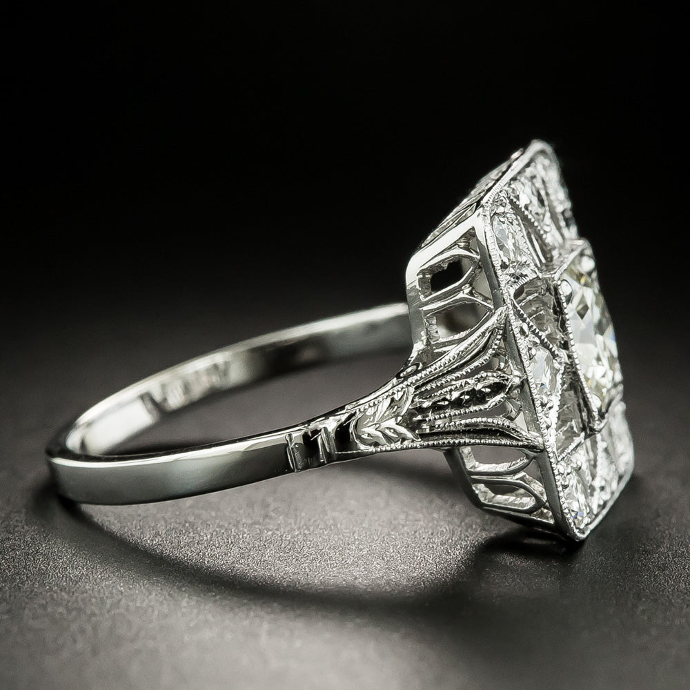  Art Deco .79 Carat Center Diamond Platinum Ring - GIA K VS1 - 3