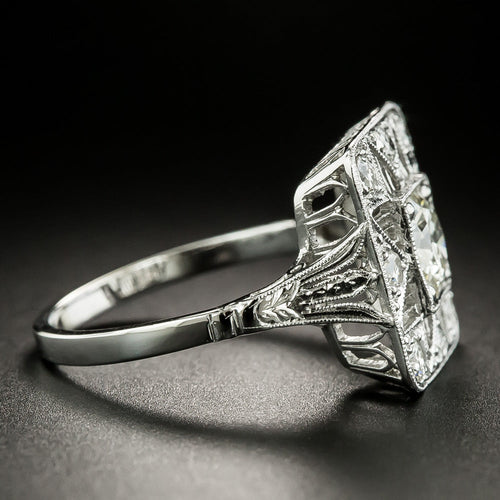  Art Deco .79 Carat Center Diamond Platinum Ring - GIA K VS1 - 3