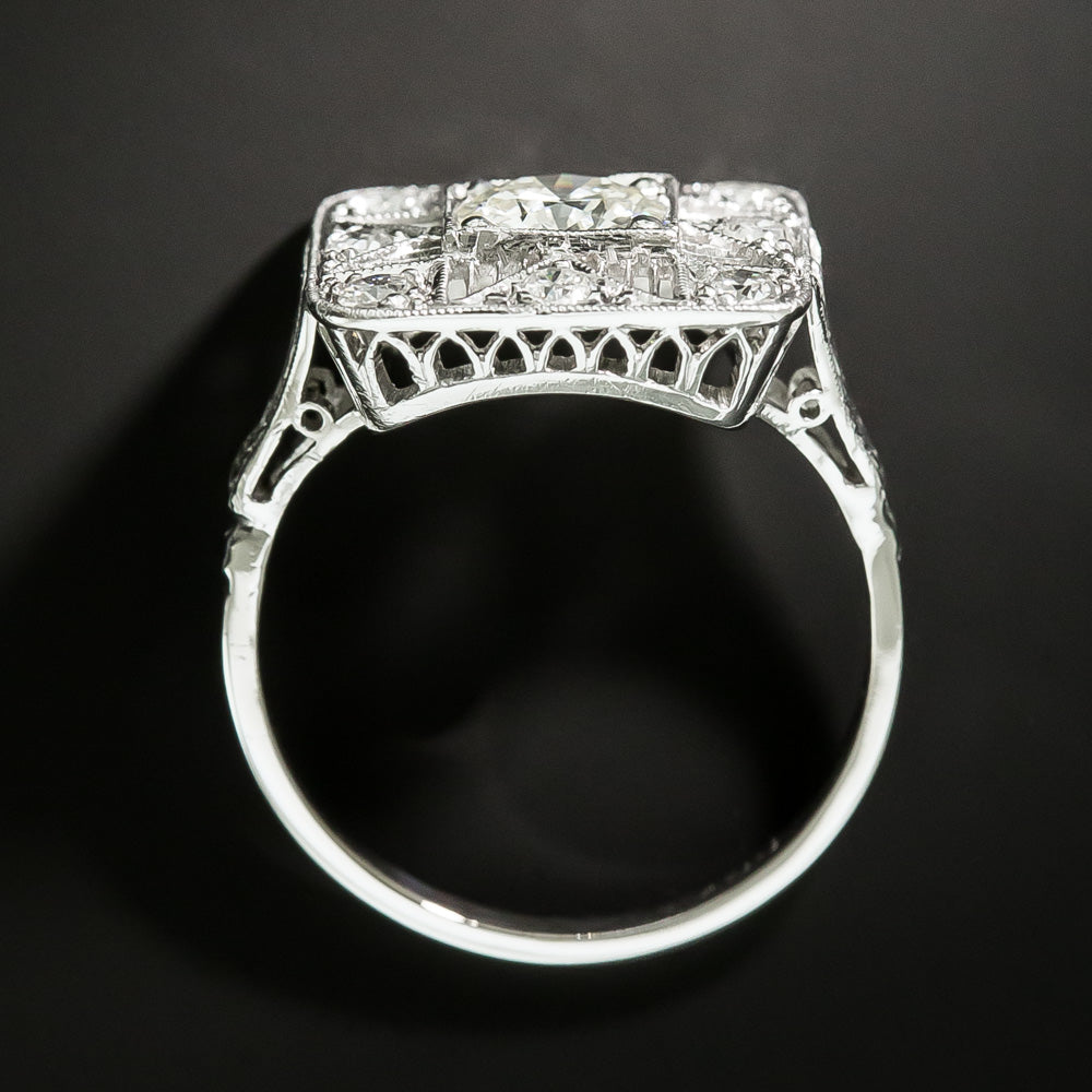  Art Deco .79 Carat Center Diamond Platinum Ring - GIA K VS1 - 4