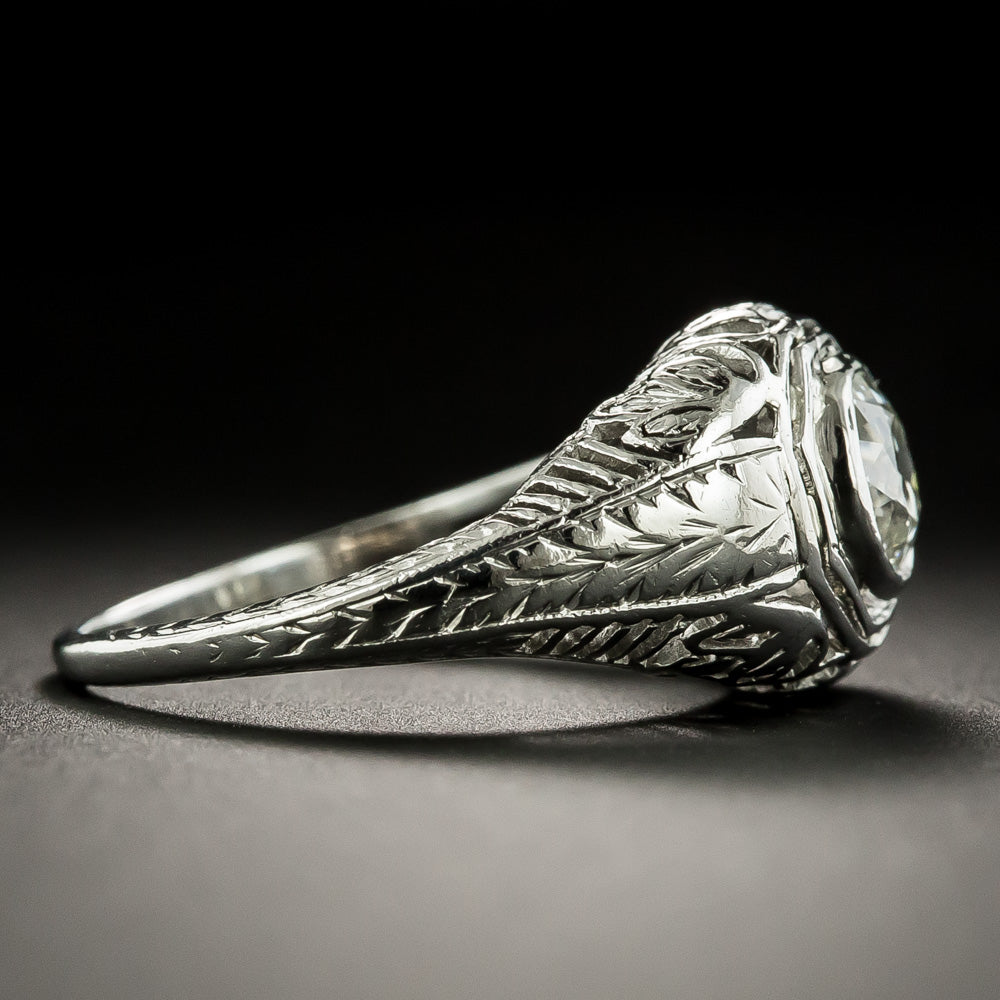Art Deco .82 Carat Solitaire Diamond Ring by J.L. Herzog  - 2