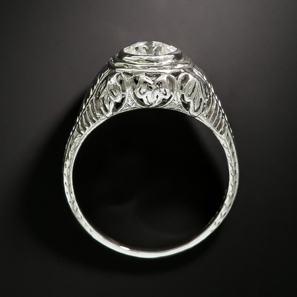 Art Deco .82 Carat Solitaire Diamond Ring by J.L. Herzog  - 3