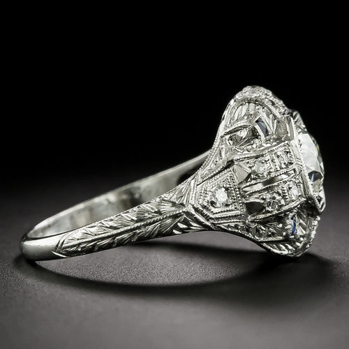 Art Deco .85 Carat Diamond and Sapphire* Ring - 4