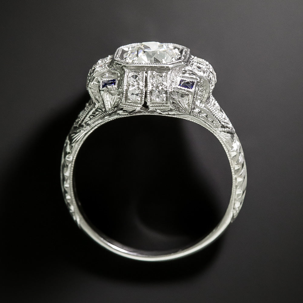 Art Deco .85 Carat Diamond and Sapphire* Ring - 5