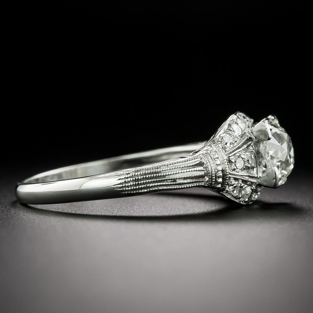 Art Deco .85 Carat Diamond Engagement Ring  - 4