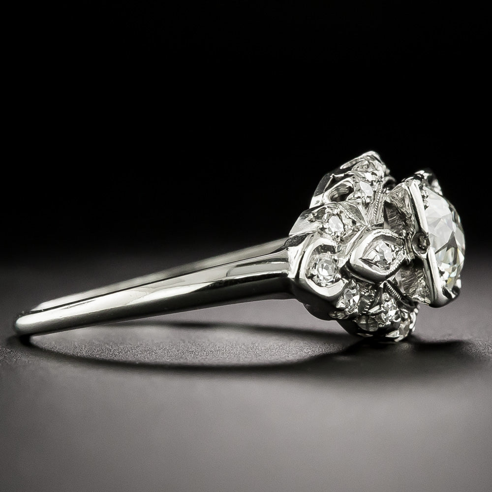 Art Deco .85 Carat European-Cut Diamond Engagement Ring - 4