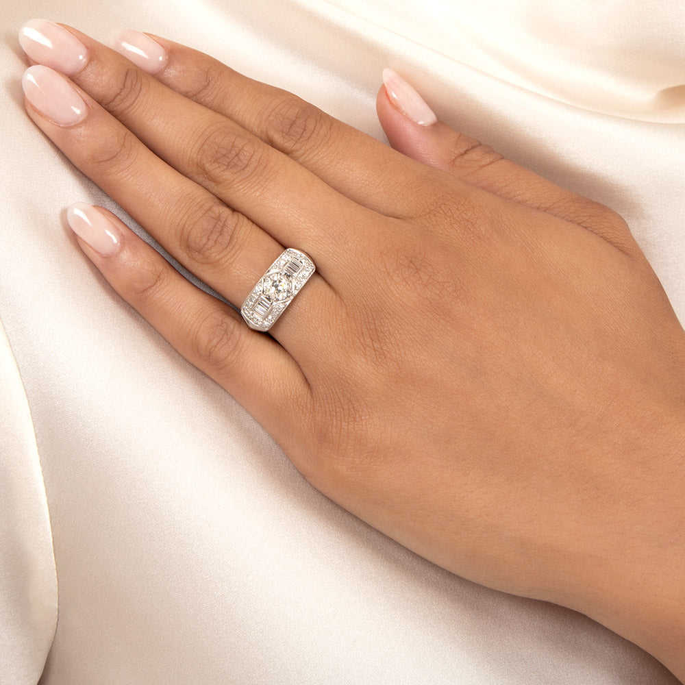 Art Deco .87 Carat Diamond Engagement Ring - GIA  J VS2 - 6