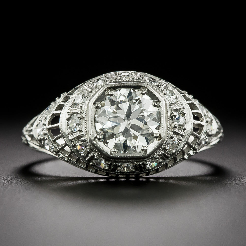 Art Deco .90 Carat Diamond Engagement Ring - 3