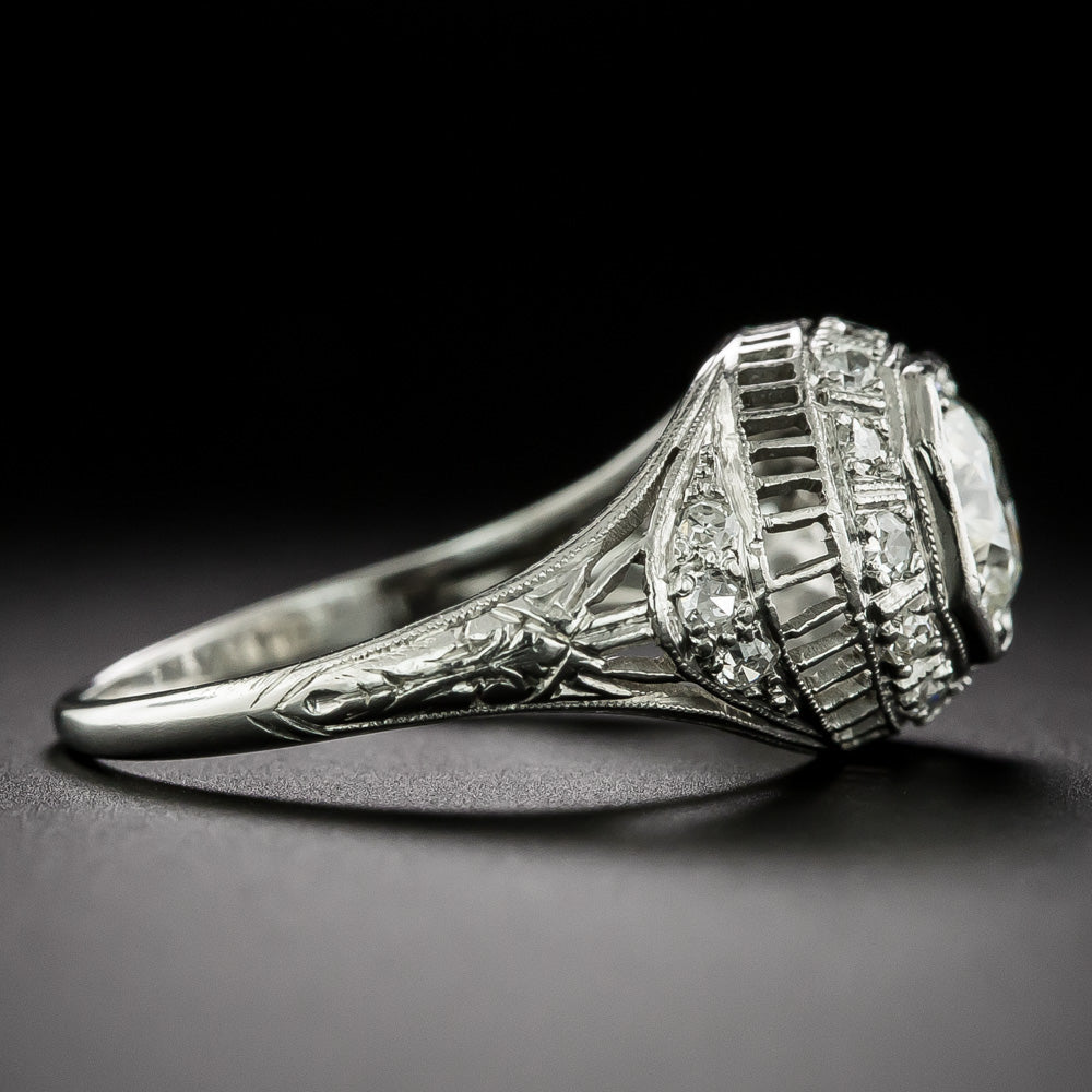 Art Deco .90 Carat Diamond Engagement Ring - 4