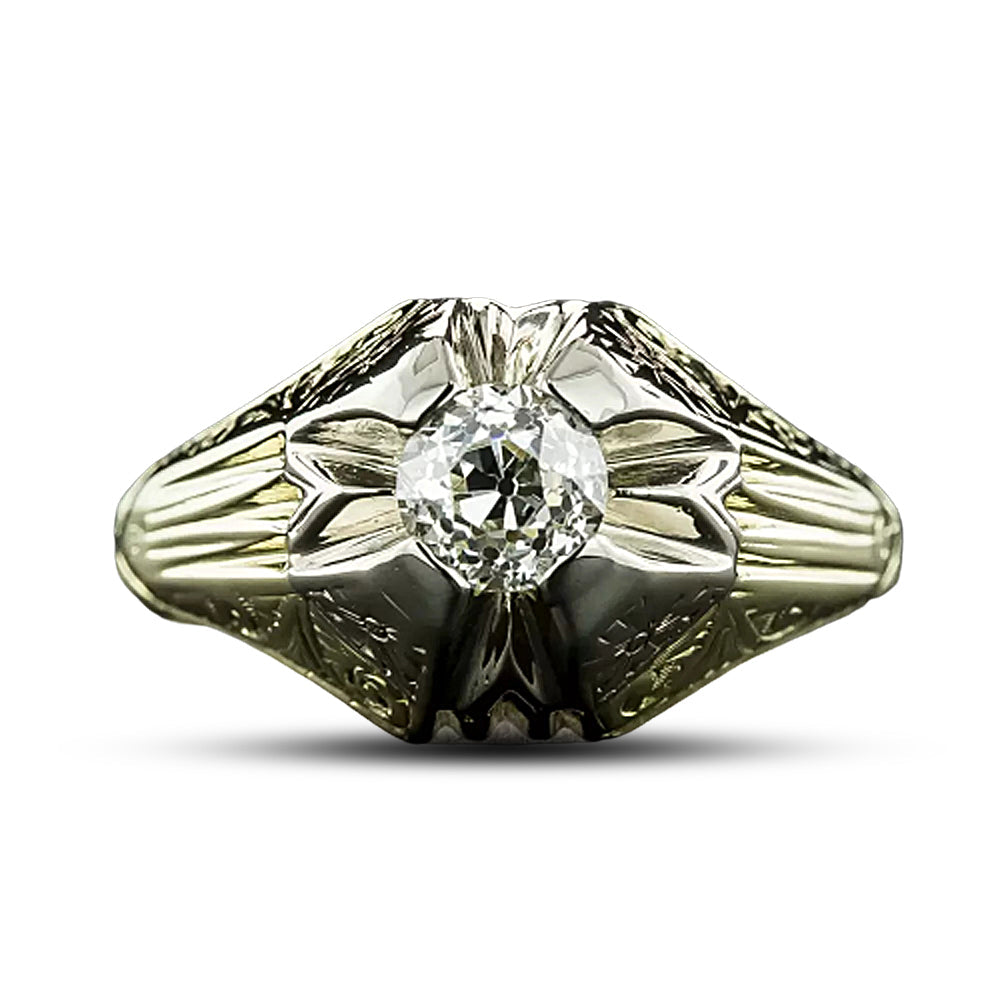 Art Deco .90 Carat Diamond Two-Tone Solitaire Ring - 6