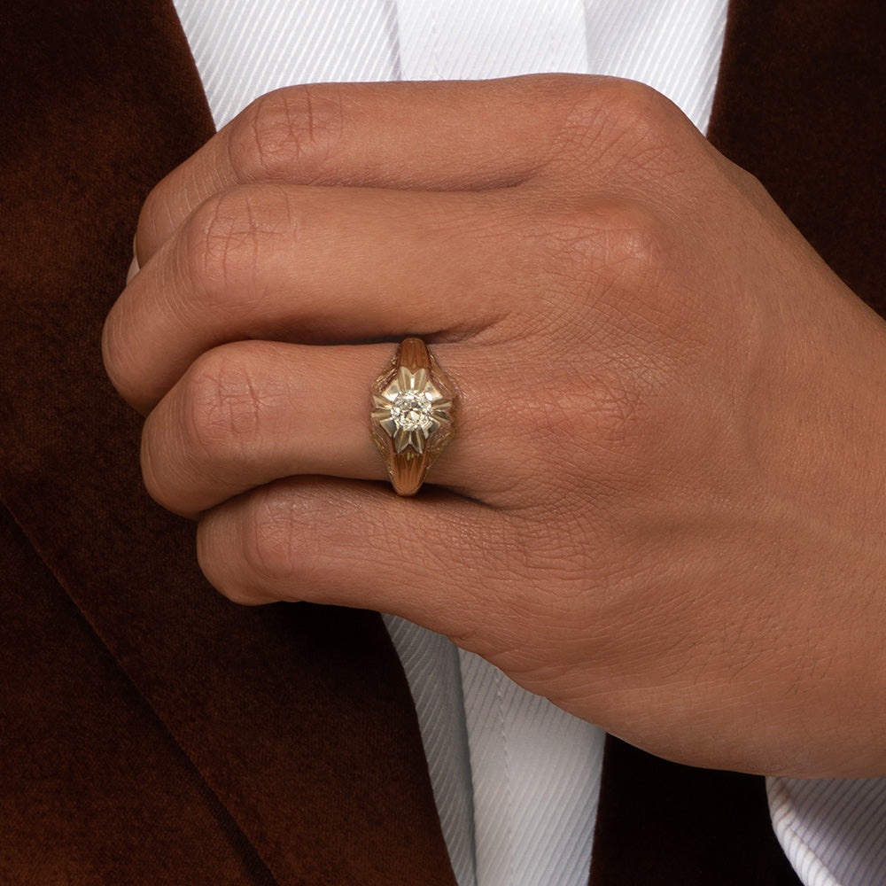 Art Deco .90 Carat Diamond Two-Tone Solitaire Ring - 6