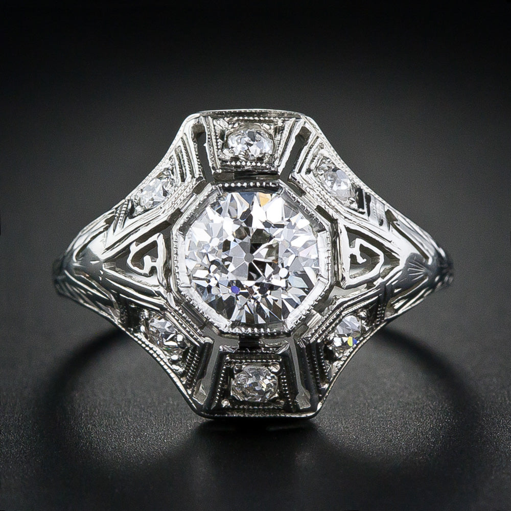 Art Deco .94 Carat Diamond Engagement Ring - GIA G SI1 - 5