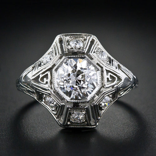 Art Deco .94 Carat Diamond Engagement Ring - GIA G SI1 - 5