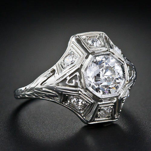 Art Deco .94 Carat Diamond Engagement Ring - GIA G SI1 - 6