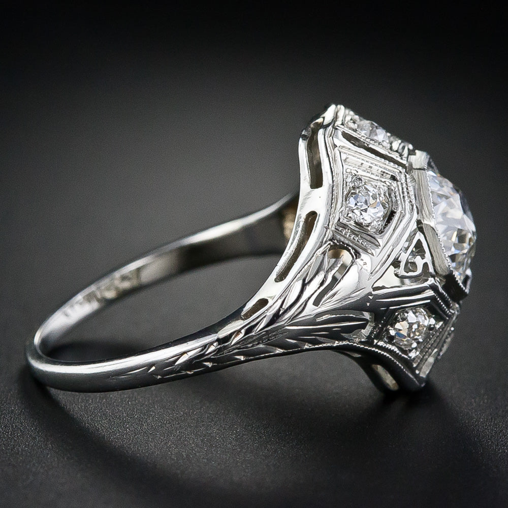 Art Deco .94 Carat Diamond Engagement Ring - GIA G SI1 - 7