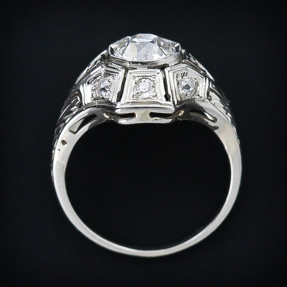Art Deco .94 Carat Diamond Engagement Ring - GIA G SI1 - 8