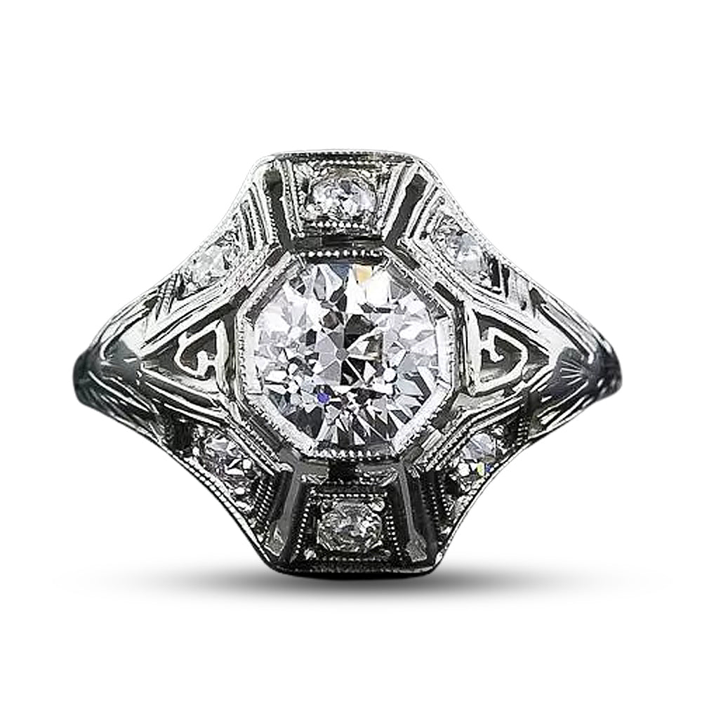 Art Deco .94 Carat Diamond Engagement Ring - GIA G SI1 - 10