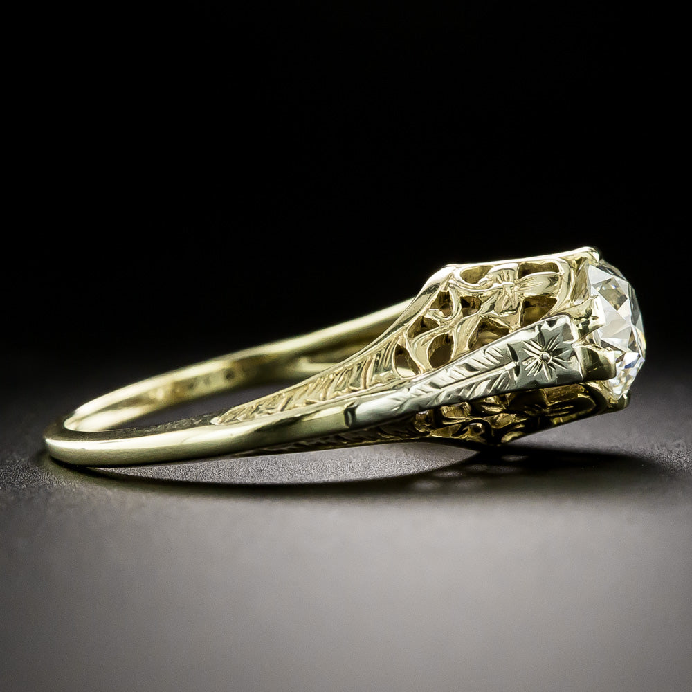 Art Deco .95 Carat Diamond Filigree Ring - GIA H VS2   - 4