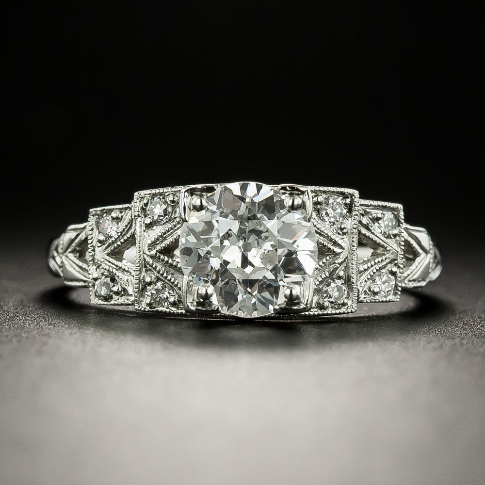 Art Deco .96 Carat Diamond Engagement Ring - GIA E SI2 - 2