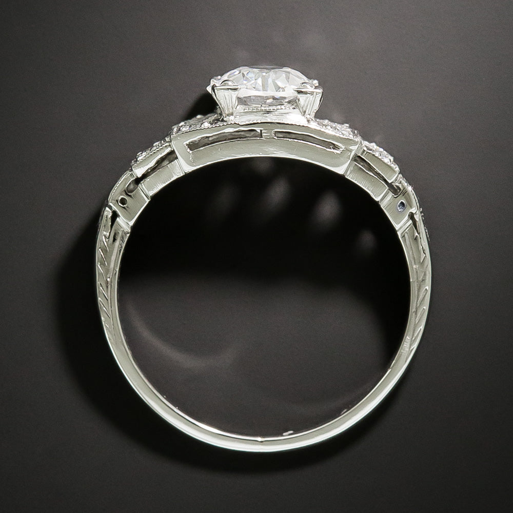 Art Deco .96 Carat Diamond Engagement Ring - GIA E SI2 - 4