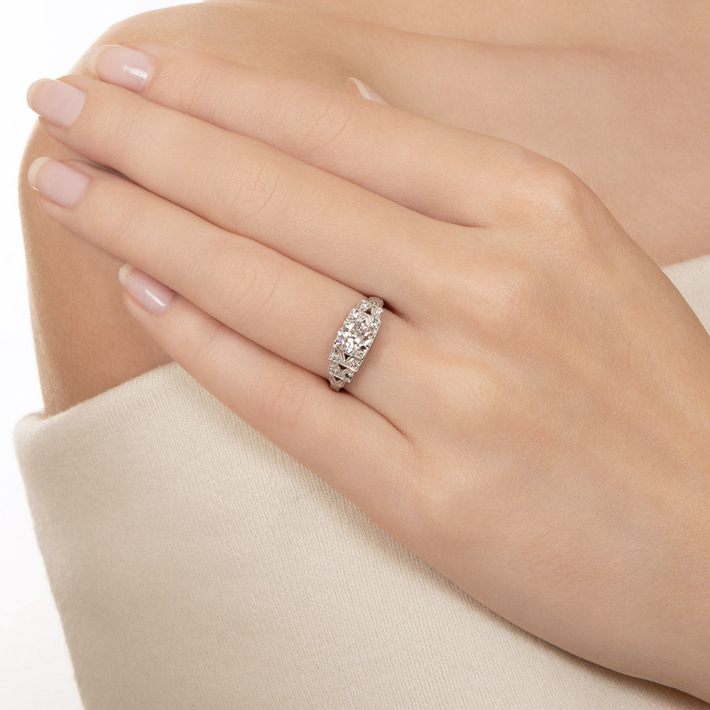 Art Deco .96 Carat Diamond Engagement Ring - GIA E SI2 - 5