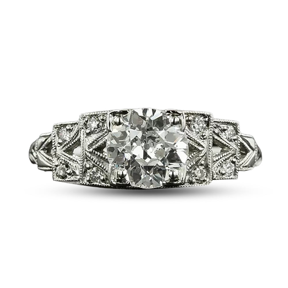 Art Deco .96 Carat Diamond Engagement Ring - GIA E SI2 - 5