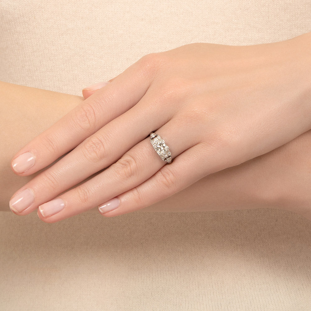 Art Deco .96 Carat Diamond Engagement Ring - GIA K VS2 - 8
