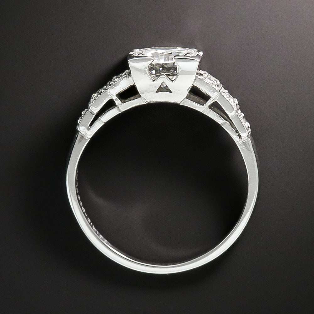 Art Deco .97 Carat Diamond Engagement Ring - GIA I VS2 - 4