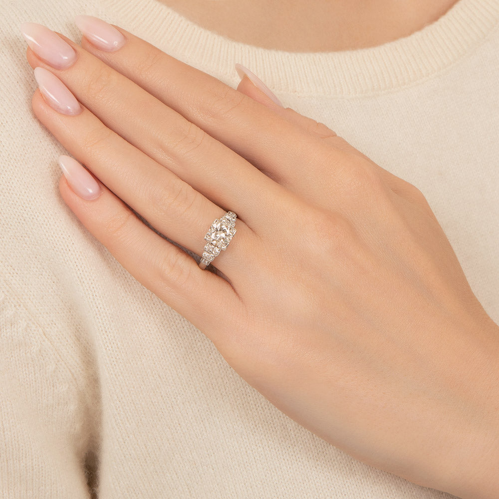 Art Deco .97 Carat Diamond Engagement Ring - GIA I VS2 - 5