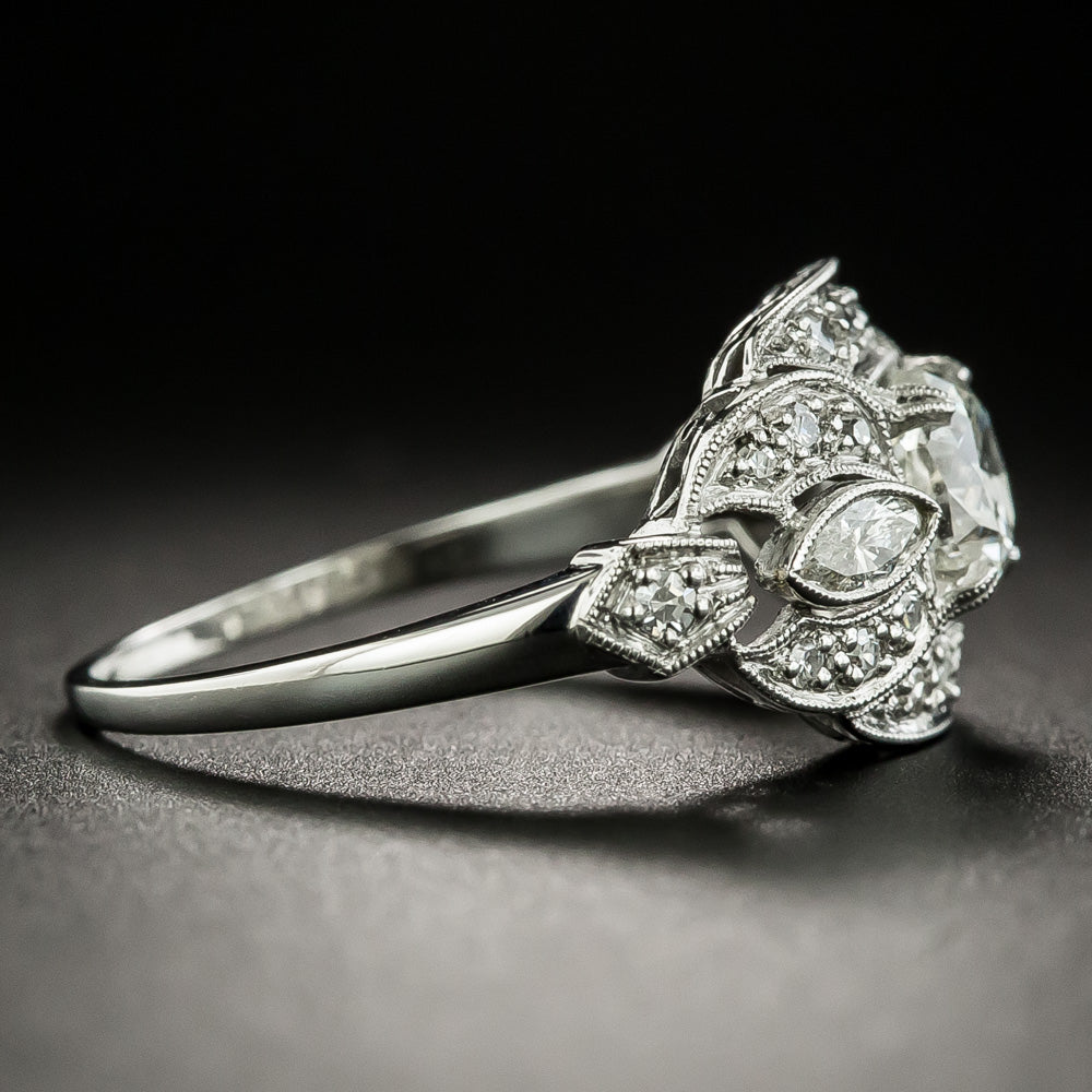 Art Deco .98 Carat Octagonal-Cut Diamond Engagement Ring - GIA J SI2 - 2