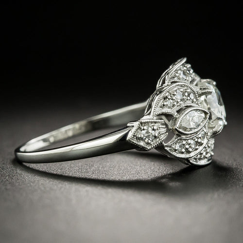 Art Deco .98 Carat Octagonal-Cut Diamond Engagement Ring - GIA J SI2 - 2