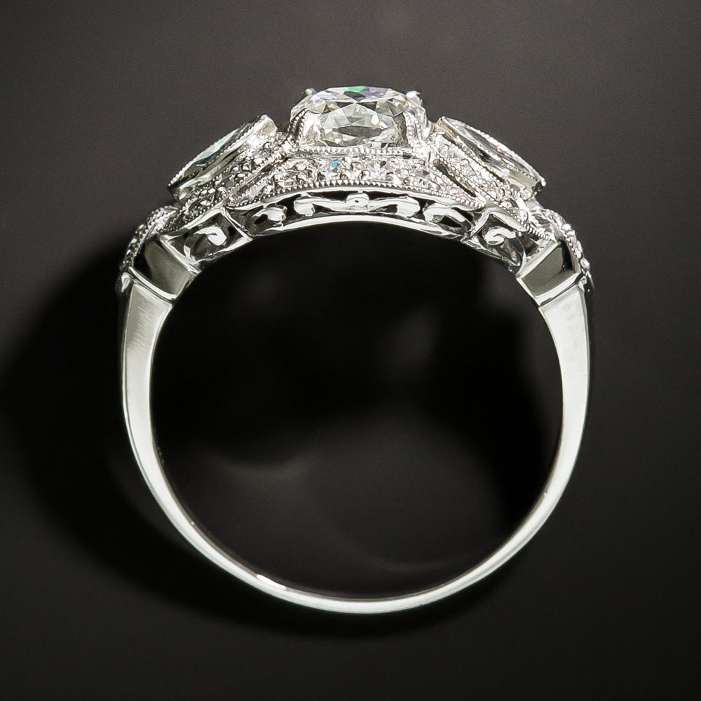 Art Deco .98 Carat Octagonal-Cut Diamond Engagement Ring - GIA J SI2 - 3