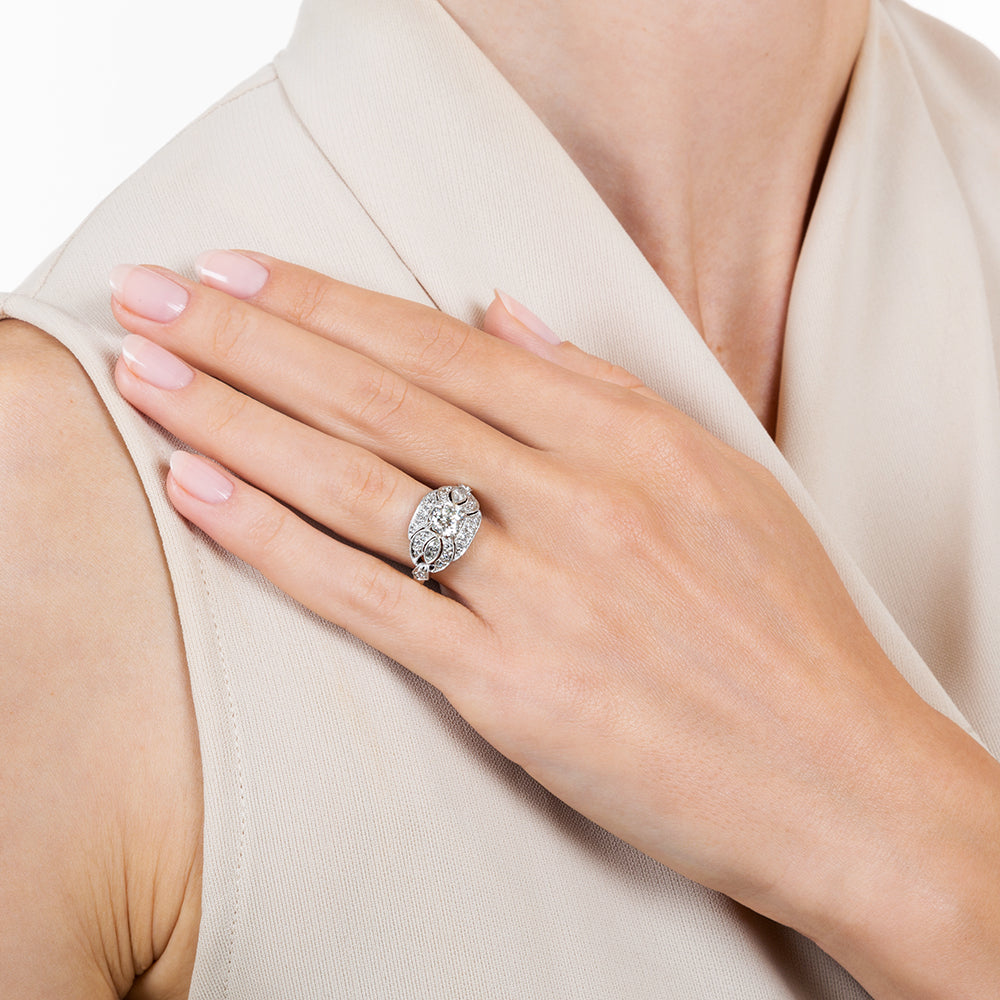 Art Deco .98 Carat Octagonal-Cut Diamond Engagement Ring - GIA J SI2 - 5