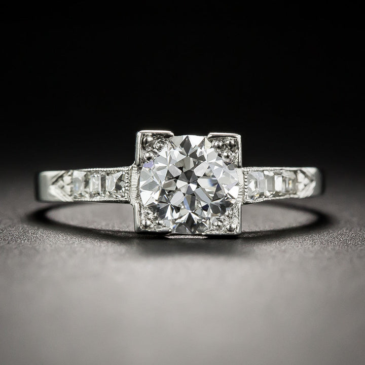 Art Deco .99 Carat Diamond Engagement Ring - GIA E VS1