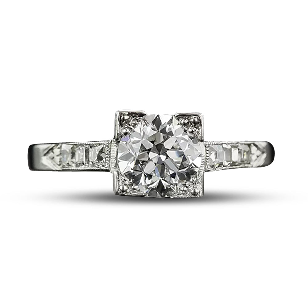 Art Deco .99 Carat Diamond Engagement Ring - GIA E VS1 - 9