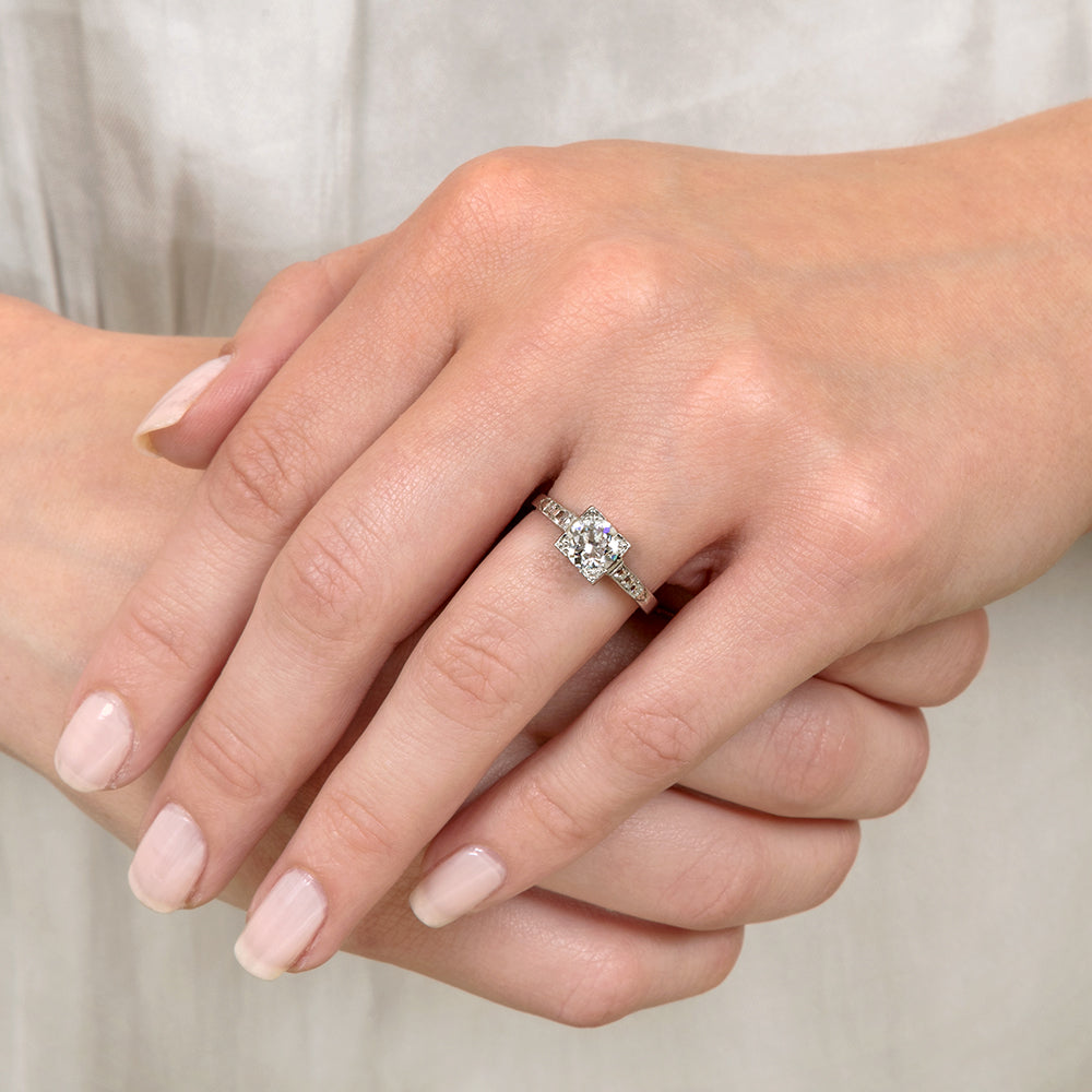 Art Deco .99 Carat Diamond Engagement Ring - GIA E VS1 - 10