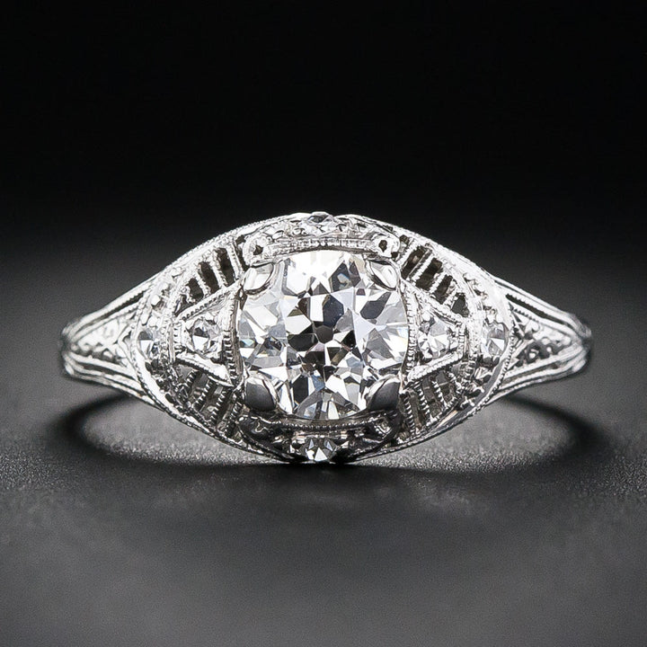 Art Deco .99 Carat Diamond Engagement Ring - GIA K SI1