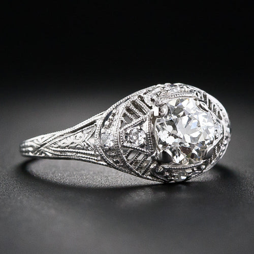 Art Deco .99 Carat Diamond Engagement Ring - GIA K SI1  - 7