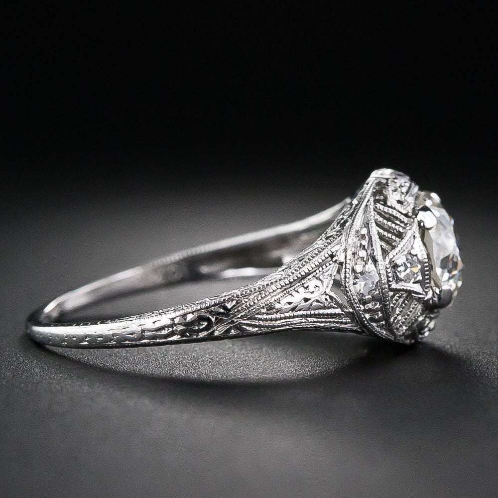 Art Deco .99 Carat Diamond Engagement Ring - GIA K SI1  - 8