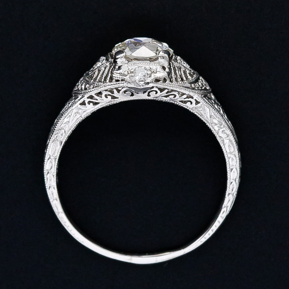 Art Deco .99 Carat Diamond Engagement Ring - GIA K SI1  - 10