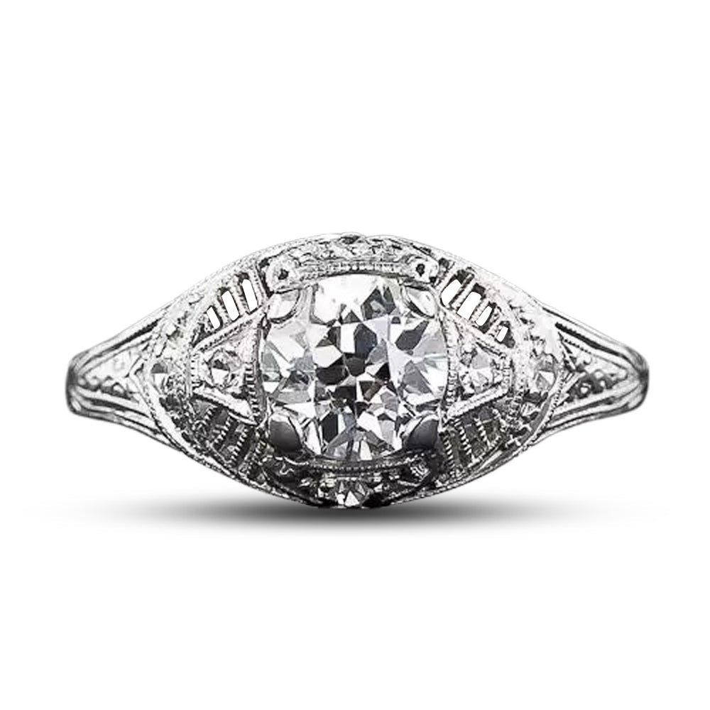 Art Deco .99 Carat Diamond Engagement Ring - GIA K SI1  - 12