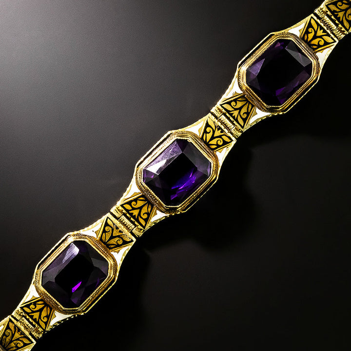 Art Deco Amethyst and Enamel Bracelet