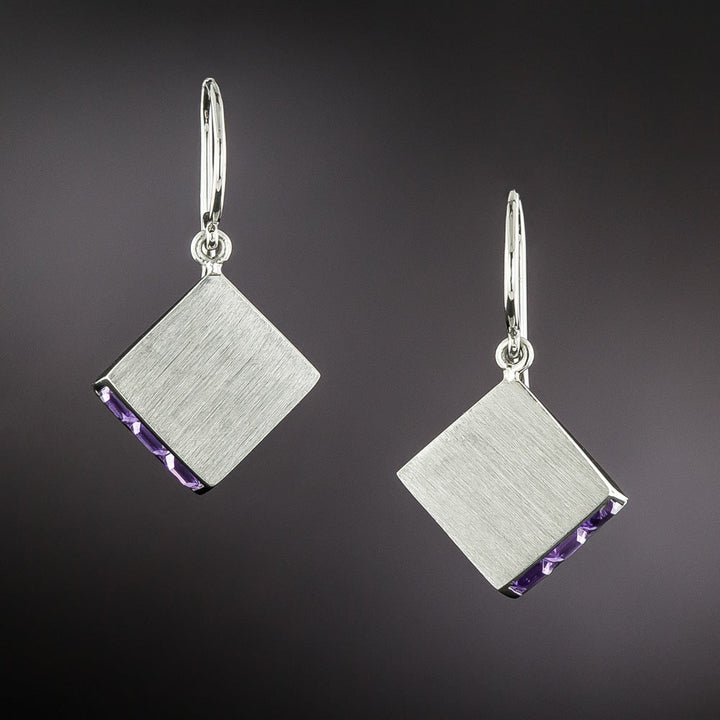 Art Deco Amethyst Wedge Dangle Earrings