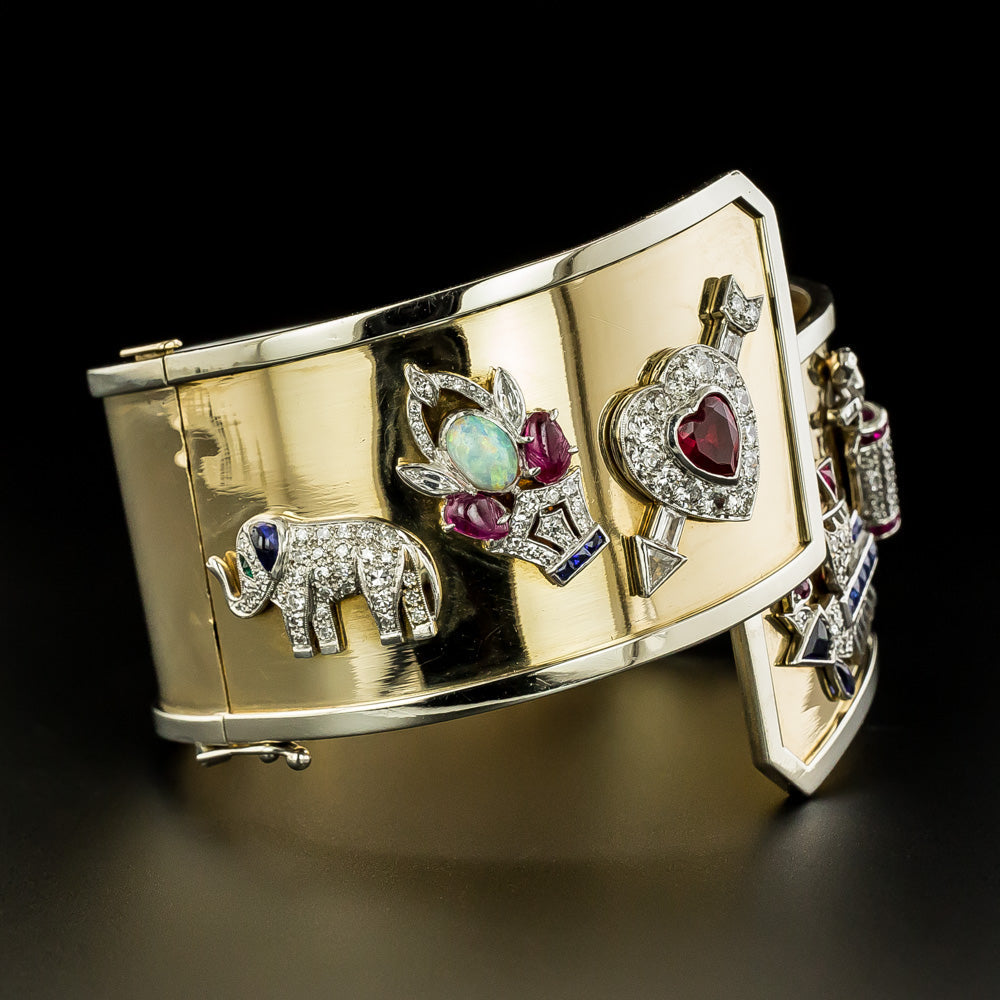 Art Deco Charm Bangle Bracelet - 2