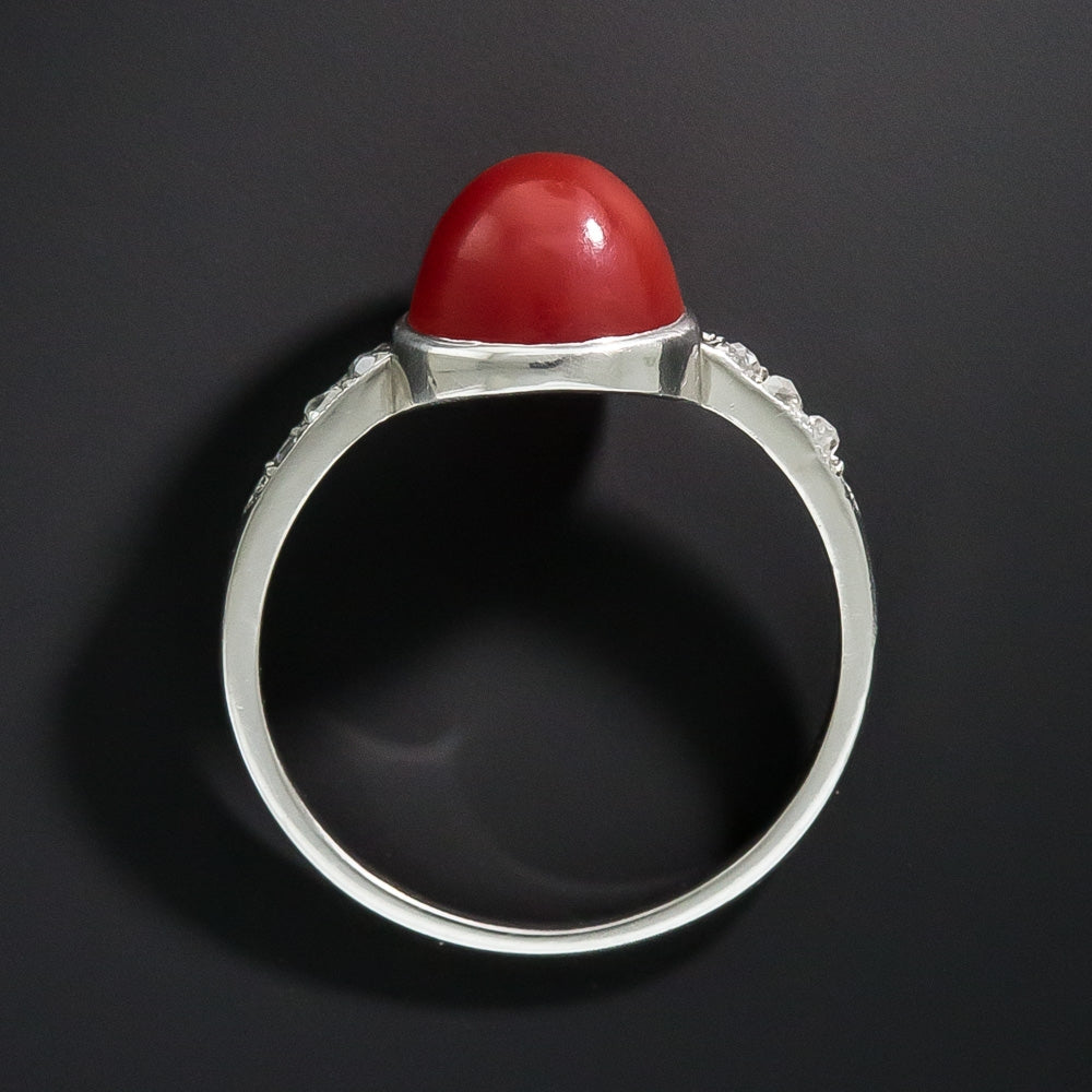Art Deco Coral and Diamond Ring  - 5