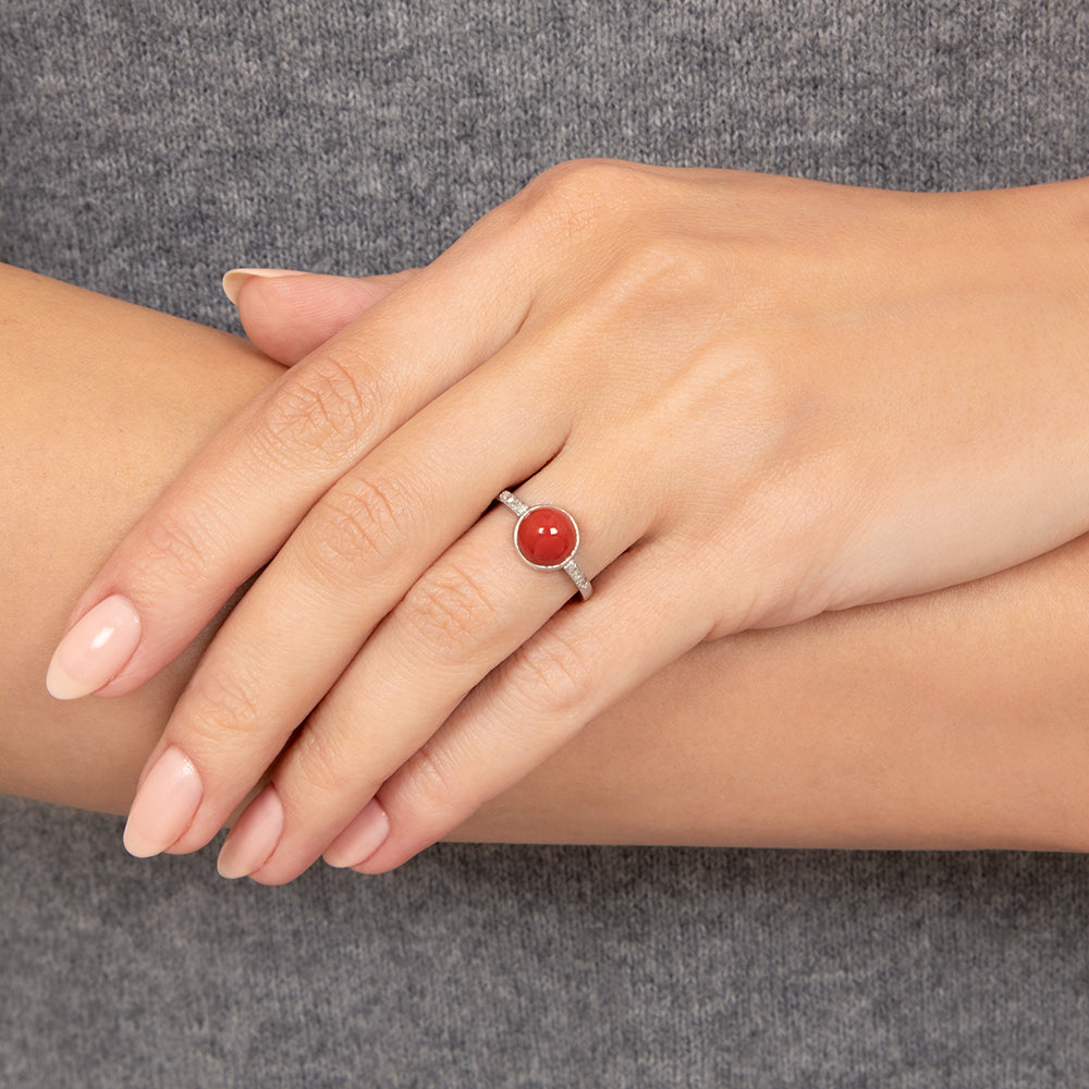 Art Deco Coral and Diamond Ring  - 5